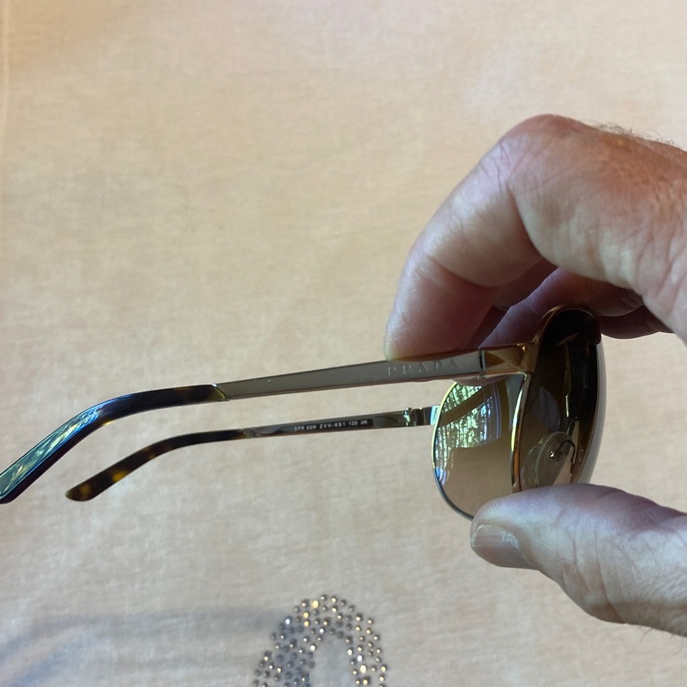 Prada Gold and Blackish Brown Aviator Sunglasses - Picture 12 of 15